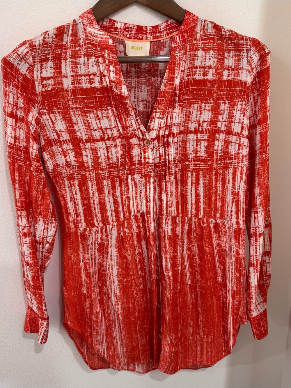 Maeve Anthropologie Orange Abstract Babydoll Tunic Size 2
